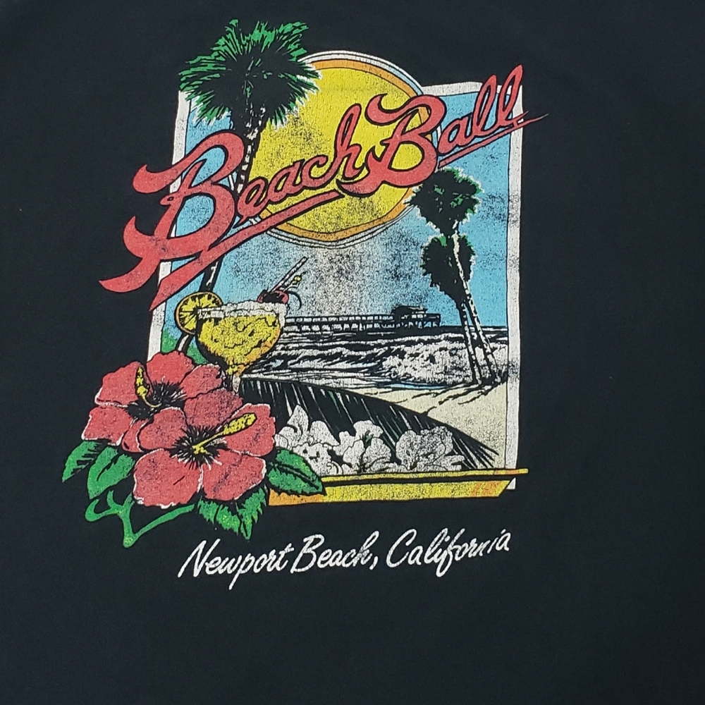 Vtg Beach Ball short-sleeved T-Shirt Men's M Black preowned - Picture 7 of 8